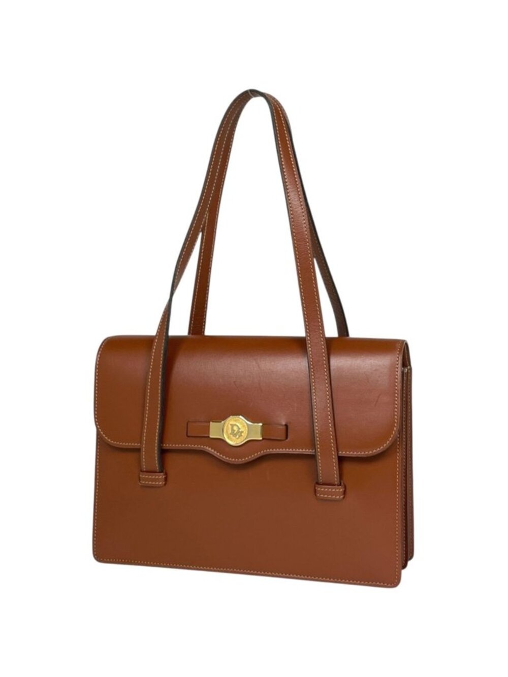 Dior Shoulder Bag Logo Leather Brown